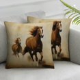 thumbnail image 2 of COMIO Animlas Pillow Cover Horses and Kids Run in Fields Farm Farmhouse Decorative Throw Pillow Cover Square Cushion Case for Home Sofa Couch Decoration 2pc, 2 of 6