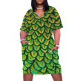 thumbnail image 1 of Hermoso vestido de bolsillo suelto con plumas de pavo real, vestido sensual para mujer, vestido largo de verano para mujer., 1 of 7