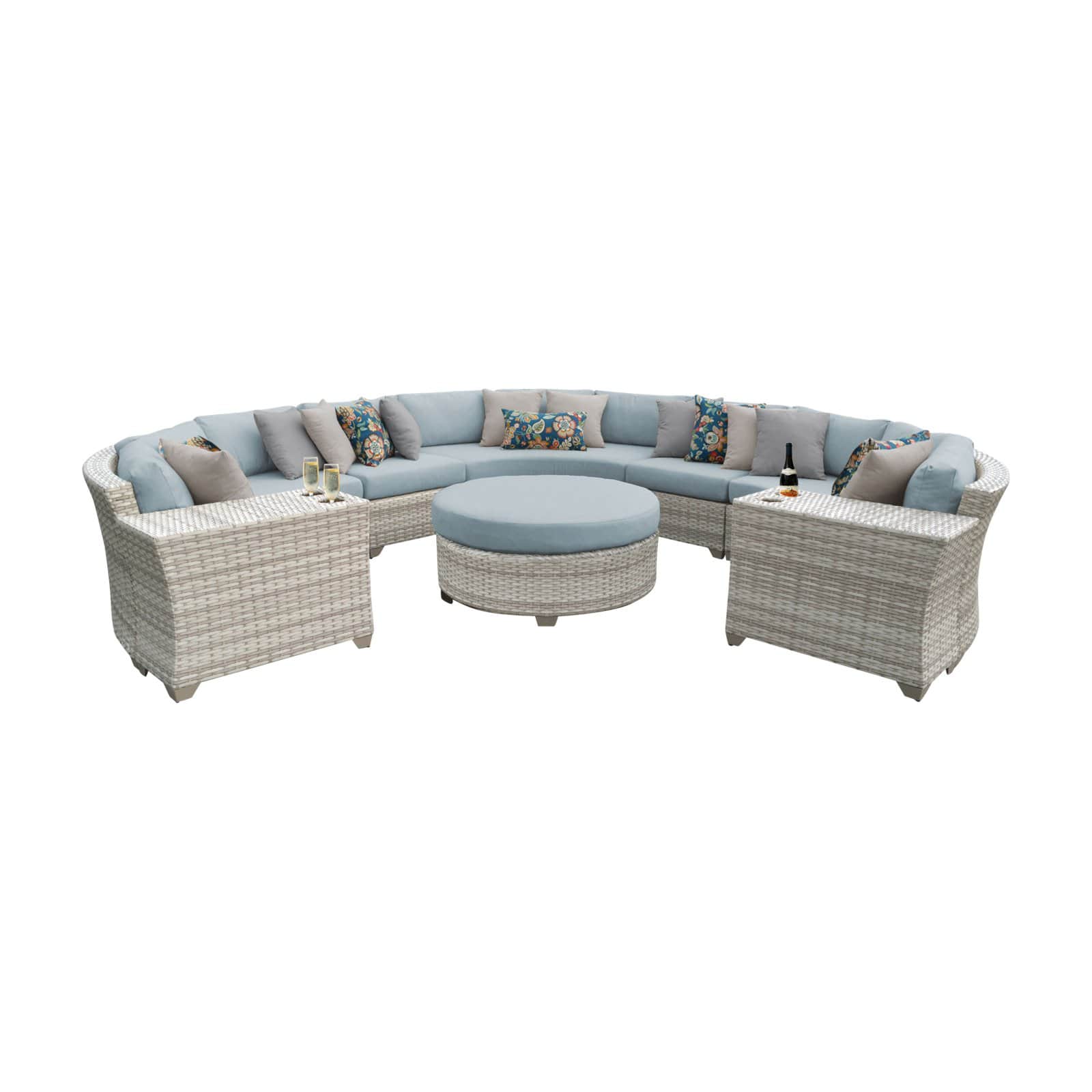 TK Classics Fairmont All-Weather Wicker 8 Piece Round Sectional Patio Conversation Set - image 2 of 2