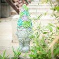 thumbnail image 5 of Wonder Garden 13"H Garden Gnome Statue with Solar LED Light, Outdoor Resin Figurine Cute Flocked Gnome Garden Decor for Outside Patio, Grey, 5 of 7