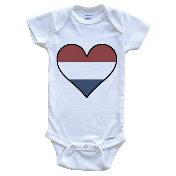 Dutch Flag Baby Bodysuit - Cute Dutch Flag Heart - Netherlands Baby Bodysuit, 0-3 Months White
