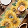thumbnail image 3 of Sunflower Table Runner 72 Inches, Green Botanical Yellow Floral Vintage Bed Runner Dresser Scarves Tabletop for Indoor Outdoor Parties/Ceremony/Banquet, 14" x 72", 3 of 9