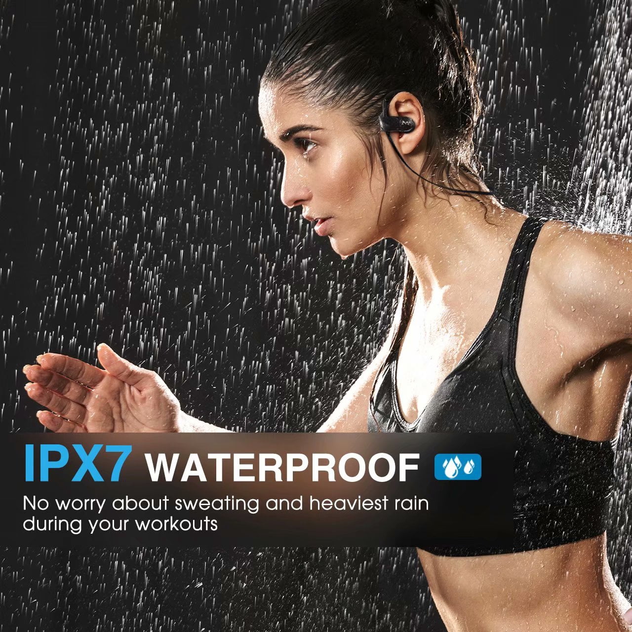 Mpow D7 [Upgraded] Bluetooth Headphones,IPX7 Waterproof Richer Bass Stereo  Wireless Sports Earbuds w/Mic,10~12H Battery Noise Cancelling Earphones for  Running, Jogging,Cycling,Exercising,Workout-Black | Walmart Canada