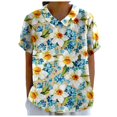 thumbnail image 1 of TSADFHJI Chandails en Molleton Femmes Manches Longues Mode Rétro Coloré Ample Décontracté Col Rabattu T-Shirt Manches Courtes TG Bleu Clair, 1 of 5