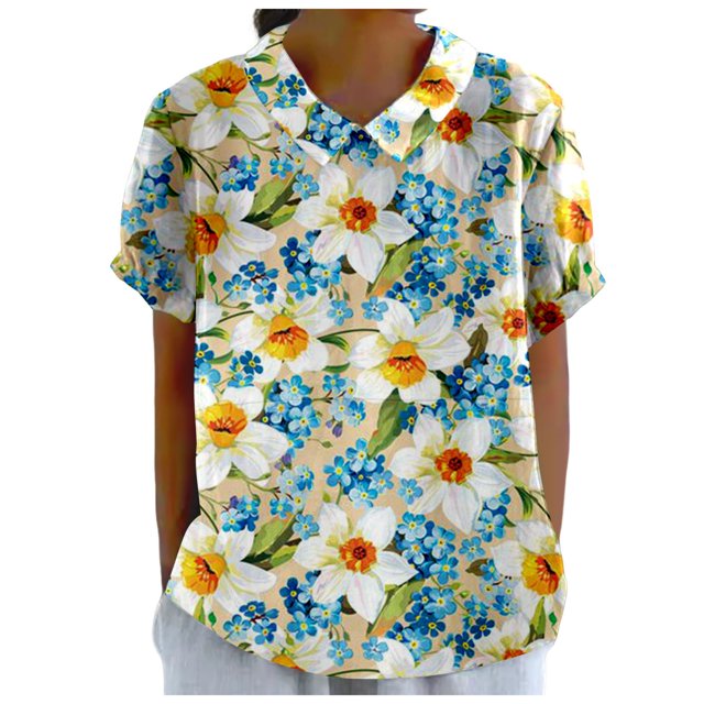 TSADFHJI Chandails en Molleton Femmes Manches Longues Mode Rétro Coloré Ample Décontracté Col Rabattu T-Shirt Manches Courtes TG Bleu Clair