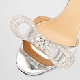 thumbnail image 3 of FSJ Women Sexy Rhinestones Bowknot Round Open Toe Heeled Sandals Crystal Block Chunky Mid Heel Backless Bride Mules Wedding Dress Shoes Size 10.5 Silver, 3 of 5