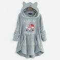 thumbnail image 2 of jsaierl Long Hoodies for Teen Girls Cat Ear Hooded Sweatshirt Long Sleeve Fleece Christmas Pattern Buttons Loose Fit Sweater Pullover for Women, 2 of 5