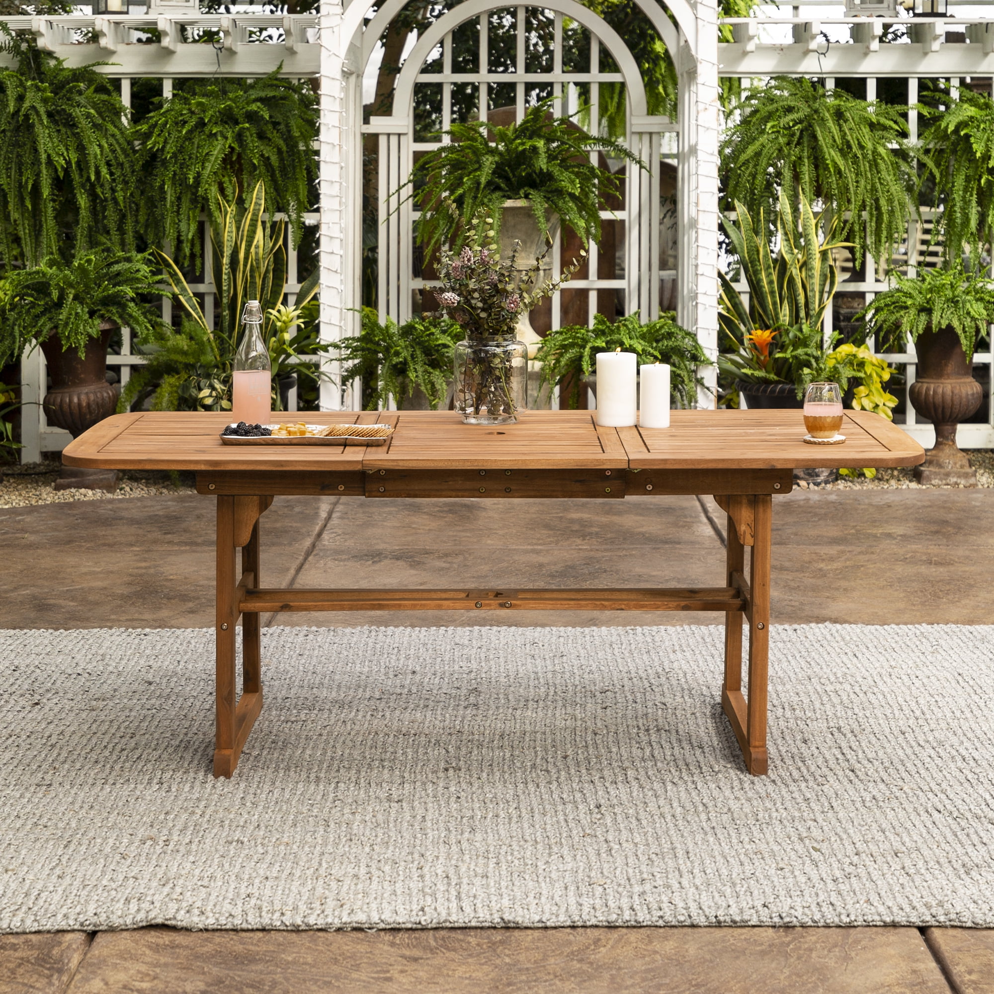 Manor Park Wood Outdoor Patio Extendable Dining Table