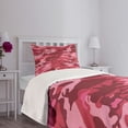 thumbnail image 5 of Ambesonne Pink Quilted Bedspread Set 2 Pcs, Camo Texture Autumn Theme, Twin Size, Dark Coral Pale Pink, 5 of 6