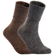 Lian LifeStyle Women's 2 Pair's Exceptional High Crew Wool Socks Non Slip, Cozy and Cool HR1412 Size 6-9 Coffee, Gray