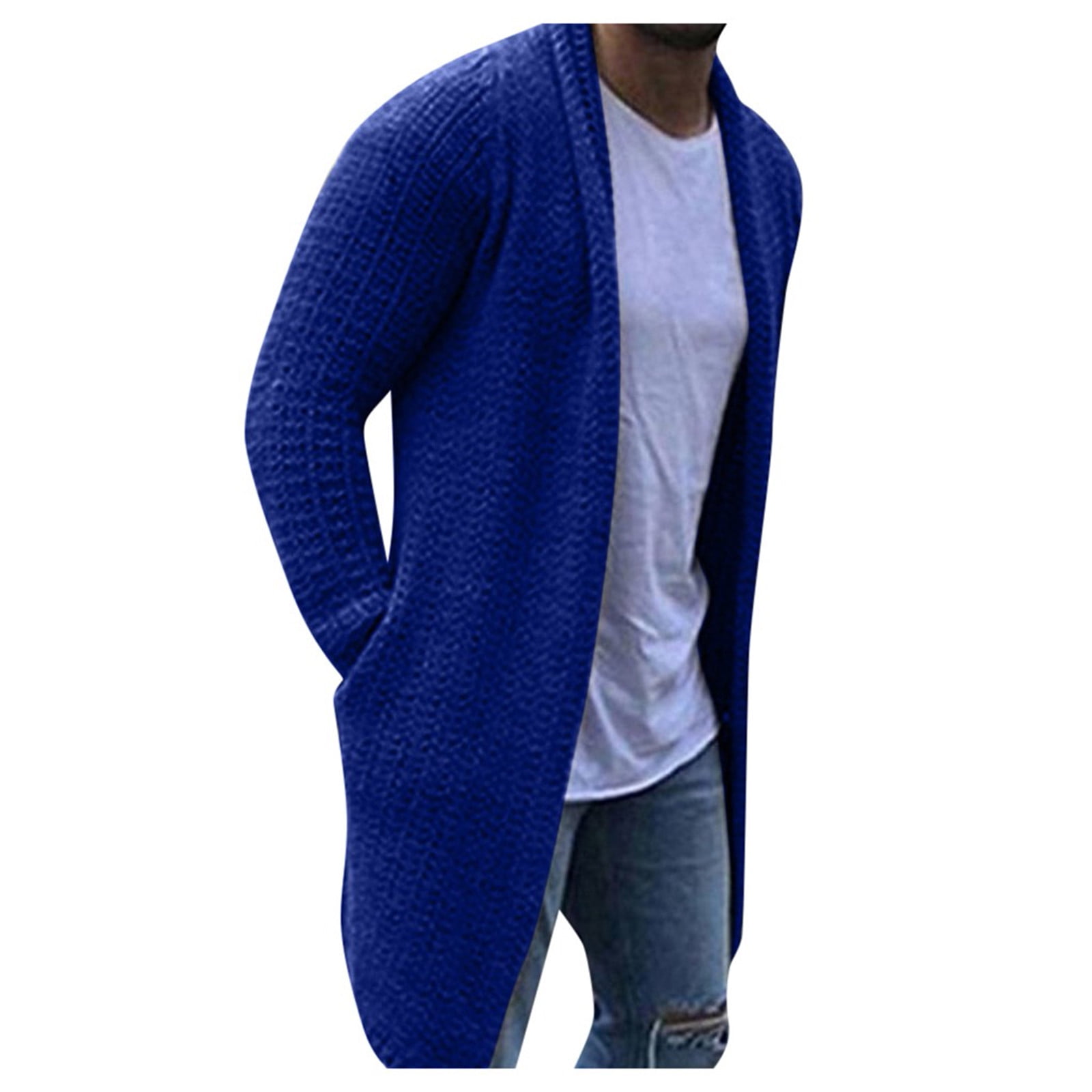 RYRJJ Mens Shawl Collar Long Cardigan Sweaters Open Front Long Sleeve