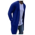 thumbnail image 4 of jsaierl Mens Cardigan Sweater Long Sleeve Knit Sweater Solid Casual Open Front Soft Mid-Length Sweater Jacket Top with Pockets, 4 of 9