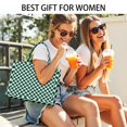 thumbnail image 4 of Large Capacity Tote Bag,Black and Mint Green Checkerboard Pattern Handbag Fashion Luxury Tote Bag,15.7"x13"x 5.1" Inches,Laptop Compatible, 4 of 4