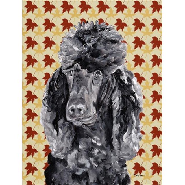 Black Standard Poodle Fall Leaves Flag Garden Size