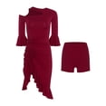 thumbnail image 4 of Haitryli Women Latin Dance Dress with Short Tango Stage Performance Practice Skirt Salsa Cha Cha Dance Outfit Red L, 4 of 5