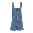thumbnail image 3 of OSOLU Women Solid Color Casual Denim Large Pocket Overalls Everyday Comfort Versatile Workout Training Joggers Bottoms, 3 of 4