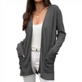 thumbnail image 3 of Suéter de Punto con Capucha y Mangas Largas Abiertas para Mujer 2025, Prenda Exterior Tipo Cárdigan Gris Oscuro XL, 3 of 10