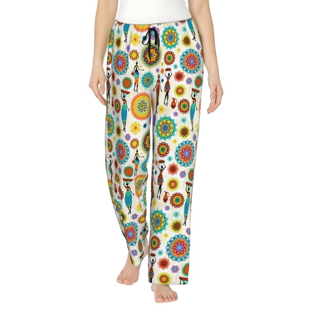 Balery Beautiful African Womens Pantalones de pijama para mujer, pijamas ultraligeros, pantalones de estar por casa-X-Large