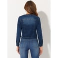thumbnail image 4 of Chaqueta De Mezclilla Para Mujer Chaquetas De Mezclilla De Manga Larga Sin Cuello Con Botones Azul oscuro M, 4 of 5