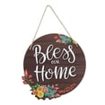 thumbnail image 1 of ZheElen Wreath Sign for Front Door Round Rustic Hanging Sign Decoration Bless Our Home 30x30x0.5cm, 1 of 5