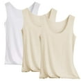 thumbnail image 4 of 3 Packs Casual Tank Tops for Women Ladies Sleeveless Round Neck Spaghetti Strap Loose Fit Padded Formal Casual Shirts Oversized Lightweight Basic Going Out Holiday Camisole,White,XXXL, 4 of 6