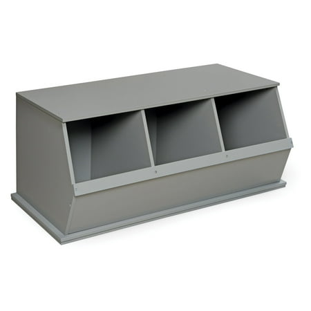 - Badger Basket 3 Bin Stackable Storage Cubby, Gray