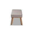 thumbnail image 3 of Odessa Mid-Century Modern Grey Fabric Upholstered and Walnut Brown Finished Wood Dining Bench, 3 of 5