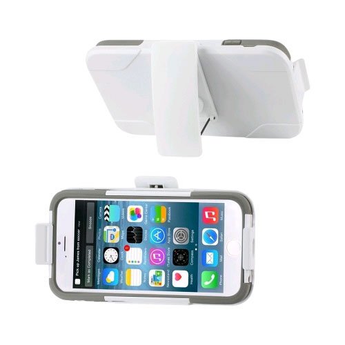 Reiko iPhone 6S/ 6 3-In-1 Hybrid Heavy Duty Holster Combo Case In Gray White