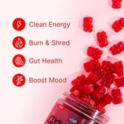 OxyShred Gummies – Energy & Metabolism Support with L-Carnitine, Natural Caffeine, Green Tea & Prebiotic Fiber – Vegan-Friendly Daily Gummies – Strawberry Flavor – 60 Servings