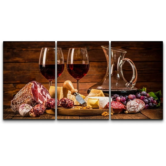 wall26 Canvas Print Wall Art Set Charcuterie Platter Wine Smorgasbord Drinks & Cocktails Food Photography Scenic Realism Decorative Modern Contemporary for Living Room, Bedroom, Office - 16"