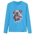 thumbnail image 4 of Leutsin T-shirt Blouse à Manches Longues Décontracté Ample à Col Rond Imprimé pour Femmes, 4 of 7