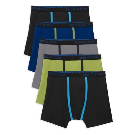 Fruit of the Loom Breathable Boxer Briefs, 5 Pack (Little Boys & Big Boys), Assorted Colors,