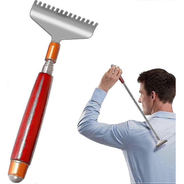 Wide Back Scratcher, Extendable Back Scratcher for Women Men with Wood Handle- Massage Roller, Extra Wide 15-Teeth Claw Heavy Duty Manual Metal Back S