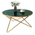 thumbnail image 2 of HLR 31.4" Round Coffee Table for Living Room, Wood Marble Green Side Table, Modern Center Table, 2 of 8