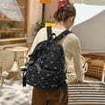 thumbnail image 6 of HUISZJ Corduroy Bow Printed Backpack, Large Capacity School Backpack With Bowknot, Reusable Shoulder Bag for Work School Outdoor (Black), 6 of 10
