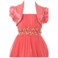 thumbnail image 3 of Big Girls Beautiful 2 Pieces Bolero Dress Rhinestones Shiny Holiday Flower Girl Dress Coral 14 (2J1K4S4), 3 of 5