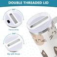thumbnail image 3 of Yayeee 40oz Stainless Steel Tumbler with Straw and Handle Double-Wall Insulated Travel Water Bottle, Light Gray Cat Pattern, 3 of 8