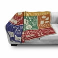 thumbnail image 3 of Fitness Soft Flannel Fleece Throw Blanket, Collage of Different Colorful Frames with Signs Vegetables Exercise, Cozy Plush for Indoor and Outdoor Use, 70" x 90", Multicolor, by Ambesonne, 3 of 6