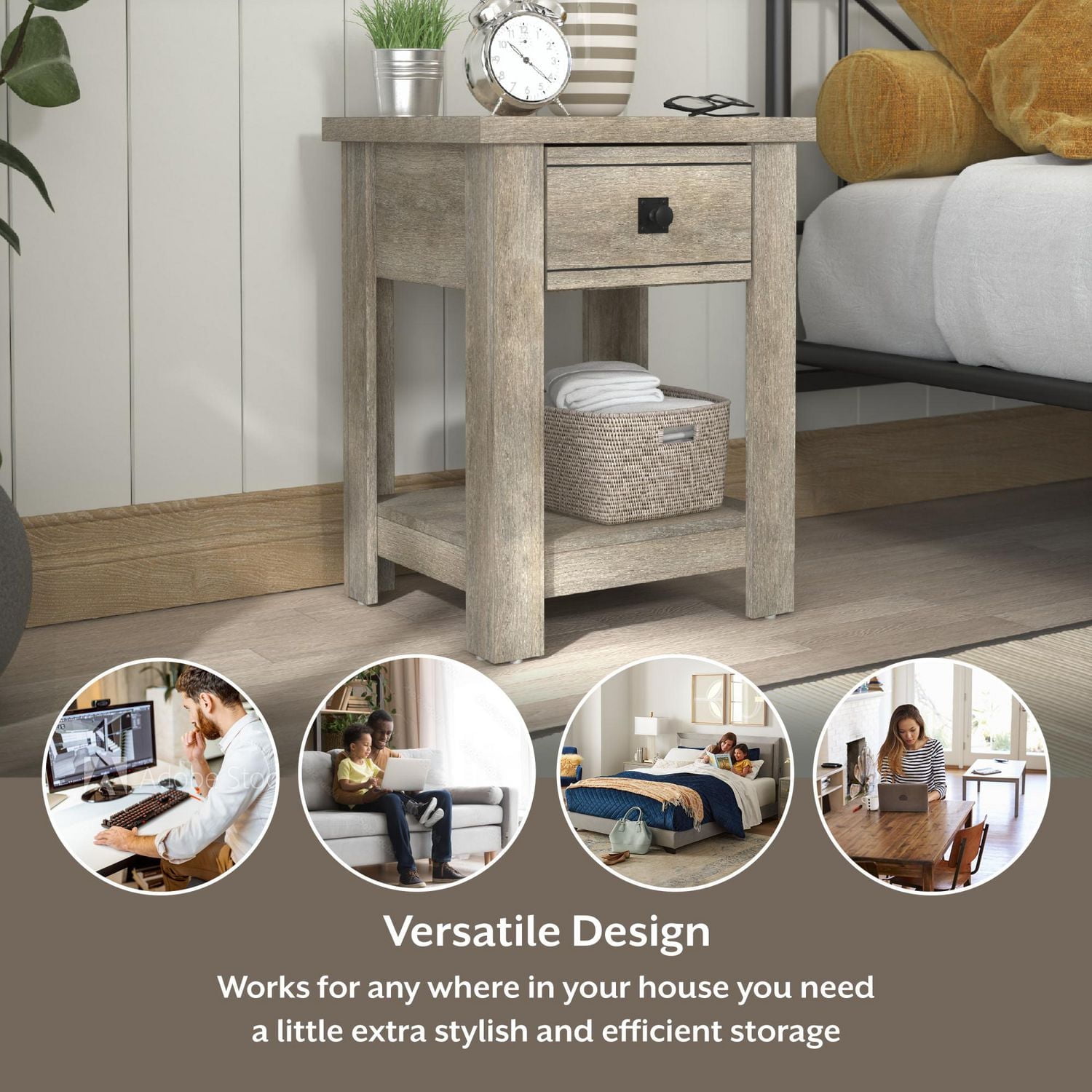 Hillsdale Coover Wood End Table with 1 Drawer