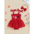 thumbnail image 5 of Elippeo Baby Girl Summer Jumpsuit 3 6 12 18 24 Months 4th of July Letter Print Sleeveless Romper Dress and Headband Set Cute Fashion Clothes Outfits, 5 of 10