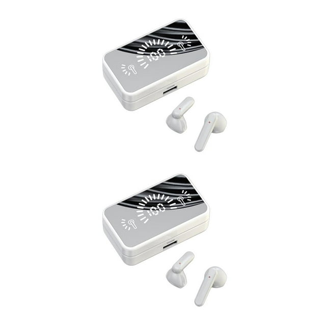 Auriculares inalámbricos Sidaley HiFi Pantalla LED Espejo Deportes Correr Ciclismo 2piezas Blanco