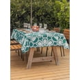 thumbnail image 2 of Teal Green Outdoor Tablecloth - 54x80 Inch Rectangle Dining Table Cover, Vintage Abstract Geometric Texture Waterproof Outdoor Table Cloth with Umbrella Hole & Zipper for Picnic/Patio/Party, 2 of 7