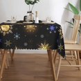 thumbnail image 3 of Christmas Golden Snowflakes Tablecloth, Winter Xmas Snowflake Table Cloth for Rustic Farmhouse Kitchen Decor, Wipeable Table Cover Rectangle Tablecloths for Holiday Party, 60" X 84", 3 of 5