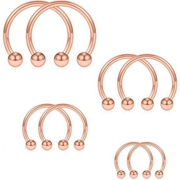 8PCS 16G Stainless Steel Nose Septum Horseshoe Earring Eyebrow Septum Lip Helix Tragus Piercing Ring 6-12mm