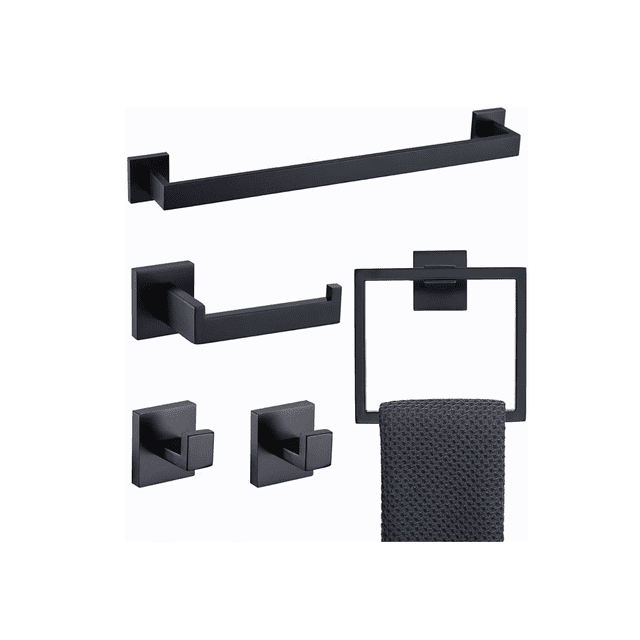 Set De 5 Toallero Cuadrado Juego De Accesorios De Baño