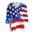 thumbnail image 5 of Gamivast 4Th of July Patriotic Tunic Tops for Women USA American Flag 3/4 Sleeve V Neck Stars And Stripes Casual Loose Fit Stretchy Soft Summer Tops, 5 of 7