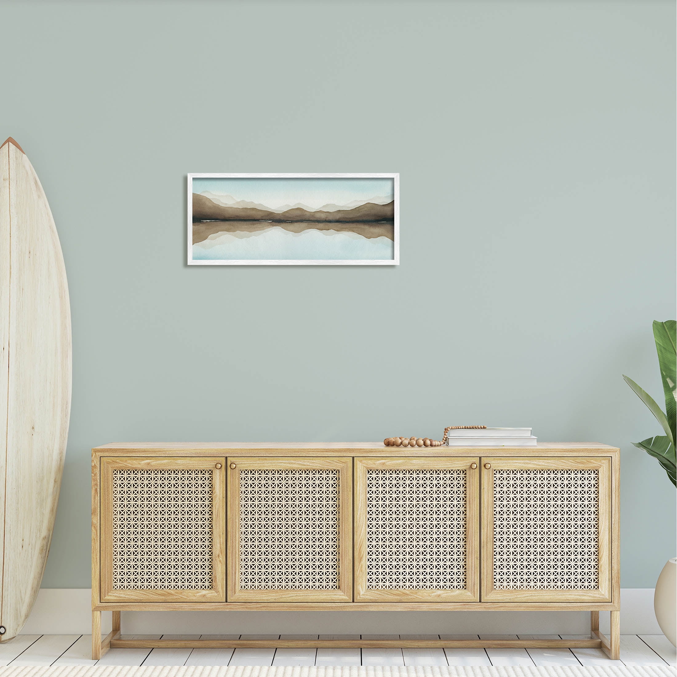 Stupell Industries Vast Mountain Lake Reflection Painting White Framed Art Print Wall Art, Design by Grace Popp