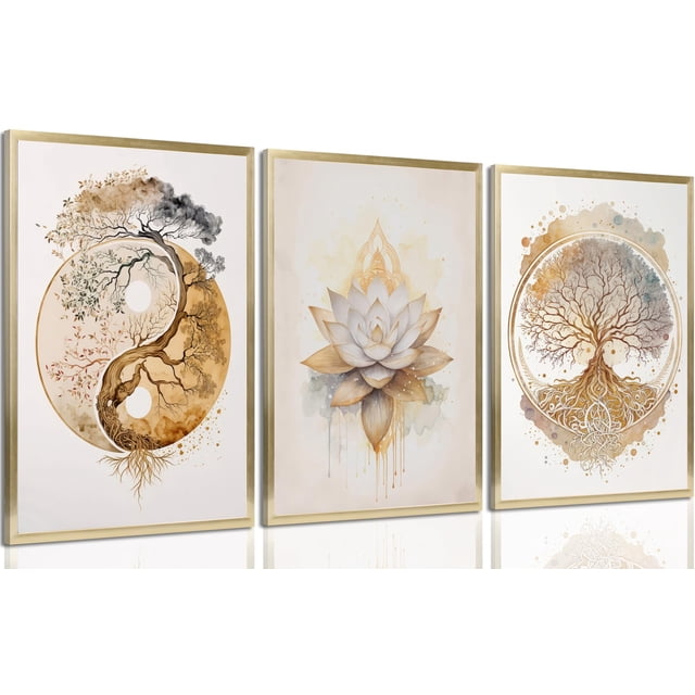 Arte de Pared en Lienzo libitea Póster Árbol de la Vida Zen con Loto