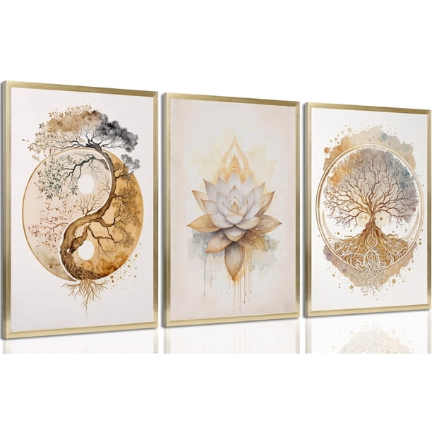 Arte de Pared en Lienzo libitea Póster Árbol de la Vida Zen con Loto