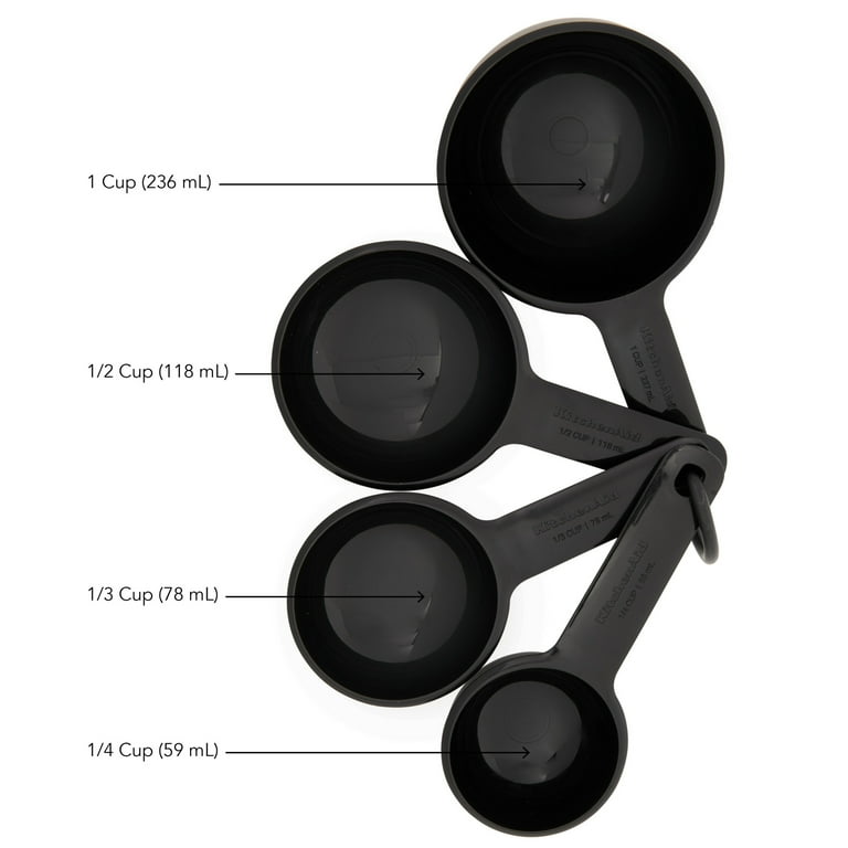 KETPOT Measuring Cups and Spoons Set of 9, Cup Measuring Set with Leveler,  Food Measuring Cups Portion Control (Black)